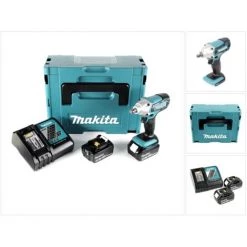 Makita DTW 190 RFJ 18V Li-Ion Boulonneuse à Chocs Sans Fil Avec Boîtier Makpac + 2x Batteries BL 1830 3,0 Ah + Chargeur Rapide DC 18 RC -Clé Soldes Magasin 10344127 2