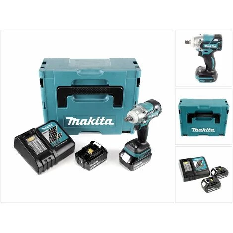 Makita DTW 285 RFJ 18 V Li-Ion Boulonneuse à Chocs Sans Fil Avec Boîtier Makpac + 2x Batteries BL 1830 3,0 Ah + Chargeur Rapide DC 18 RC 3 Makita DTW 285 RFJ 18 V Li-Ion Boulonneuse à Chocs Sans Fil Avec Boîtier Makpac + 2x Batteries BL 1830 3,0 Ah + Chargeur Rapide DC 18 RC