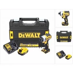 DeWalt DCF 887 Visseuse à Chocs Sans Fil 18 V Brushless Avec Mandrin De 1/4" + Boîtier TStak + 1x Batterie 5 Ah + Chargeur DCB 115