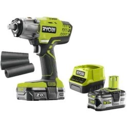 Pack RYOBI Boulonneuse à Chocs 18V OnePlus - 1 Batterie 2.0Ah - 1 Chargeur R18IW3-120S - 1 Batterie 5.0Ah Lithium-ion RB18L50