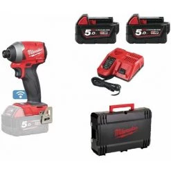 .MILWAUKEE. Milwaukee Jeu De Tournevis à Percussion Avec Batterie Li-Ion 18 V M18ONEID2-502X (2x Batterie De 5,0 Ah) Dans La HD Box - ONE KEY - Carbone Sans Balais