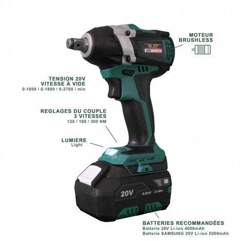 Clé à Chocs 20V Sans Fil Silex® 20V (1 X 4.0Ah Batterie Lithium ) 4 Clé à Chocs 20V Sans Fil Silex® 20V (1 X 4.0Ah Batterie Lithium ) – Image 2