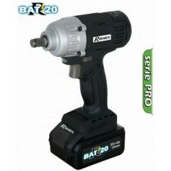 RIBIMEX Clé à Choc PRO '' R-BAT20'',420Nm, 1/2'', En Malette+bat.4Ah 20volt+chargeur Rapide+douilles