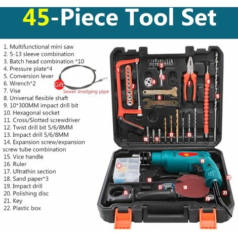 DRILLPRO Perceuse Roulement Haute Puissance Pour Perceuse à Percussion électrique (45 Pièces) 3 DRILLPRO Perceuse Roulement Haute Puissance Pour Perceuse à Percussion électrique (45 Pièces)