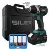 Clé à Chocs 20V Sans Fil Silex® 20V Moteur Brushless (1 X 4.0Ah Batterie Lithium ) + 4 Douilles à Choc Pour Jantes Alu