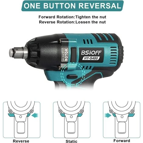 Bsioff Cl¨¦ ¨¤ Chocs Sans Fil | Boulonneuse ¨¤ Choc (400 N.m/Lumi¨¨re LED) Compatible Avec Makita 18v Batterie £¨Bleu/sans Batterie£© 6 Bsioff Cl¨¦ ¨¤ Chocs Sans Fil | Boulonneuse ¨¤ Choc (400 N.m/Lumi¨¨re LED) Compatible Avec Makita 18v Batterie £¨Bleu/sans Batterie£© – Image 4