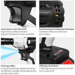 COOFIX Clé à Chocs Sans Fil (Couple Maximum 980 N/m, Changement De Pneus, Batterie Puissante, Avec LED) -Clé Soldes Magasin 31061653 4