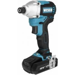 Clé à Choc Sans Fil, WESCO 18V 2.0Ah Visseuse à Choc Sans Balais, 180 Nm, 3600 Bpm, Éclairage LED Avec Clip De Ceinture, Batterie Et Chargeur / WS2320
