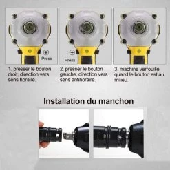 BLACKPINE - Clé à Chocs Sans Fil, 300Nm Boulonneuse A Choc Avec 15000mAh Batterie X 2, Douilles à Chocs X 7, Un Chargeur Rapide 9 BLACKPINE - Clé à Chocs Sans Fil, 300Nm Boulonneuse A Choc Avec 15000mAh Batterie X 2, Douilles à Chocs X 7, Un Chargeur Rapide -Clé Soldes Magasin 32703011 3