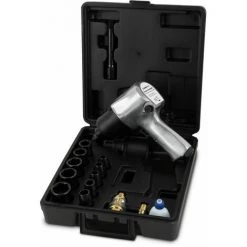 EBERTH 1/2" Clé à Chocs Pneumatiques Avec Mallette Et De Nombreux Accessoires (576 Nm, 125 Mm Prolongement, Contrôleur De Couple, Rotation Droite Et Gauche, 17 Eléments)