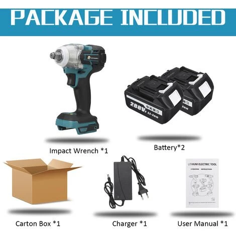 SWAGX Clé à Chocs électrique Sans Fil 800NM 1/2 Pouce 21V Avec 2 Batteries 22800mAh 7 SWAGX Clé à Chocs électrique Sans Fil 800NM 1/2 Pouce 21V Avec 2 Batteries 22800mAh – Image 5