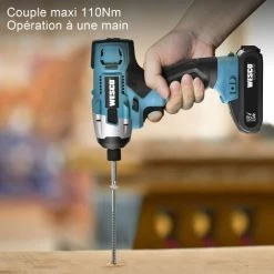 WESCO TOOLS WESCO Visseuse à Choc Sans Fil, 110N, 18V 2.0Ah Batterie Vitesse Variable 0-2600RPM, 6.35mm (1/4") Mandrin, 20Pcs Accessories -Clé Soldes Magasin 33993468 4