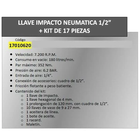 Clé à Chocs Pneumatique 1/2 "Yamato Avec Kit De 17 Pièces 4 Clé à Chocs Pneumatique 1/2 "Yamato Avec Kit De 17 Pièces – Image 2
