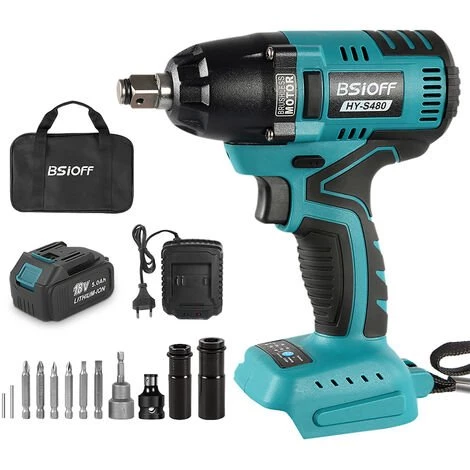 Bsioff Cl¨¦ ¨¤ Chocs Sans Fil/Boulonneuse A Choc Electrique Avec Une 18V 5.0aH Batterie Et Chargeur, (400 Nm,0-3200 Tr/min,Lumi¨¨re LED,boucles De Ceinture Dans L-BOXX) 3 Bsioff Cl¨¦ ¨¤ Chocs Sans Fil/Boulonneuse A Choc Electrique Avec Une 18V 5.0aH Batterie Et Chargeur, (400 Nm,0-3200 Tr/min,Lumi¨¨re LED,boucles De Ceinture Dans L-BOXX)