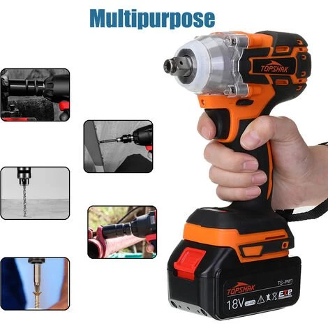 TIGA Clé à Chocs Sans Fil 520N.m 18V 1/2" Noir + Orange 1 Batterie 6 TIGA Clé à Chocs Sans Fil 520N.m 18V 1/2" Noir + Orange 1 Batterie – Image 4