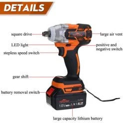 TIGA Clé à Chocs Sans Fil 520N.m 18V 1/2" Noir + Orange 1 Batterie 11 TIGA Clé à Chocs Sans Fil 520N.m 18V 1/2" Noir + Orange 1 Batterie -Clé Soldes Magasin 35626408 5