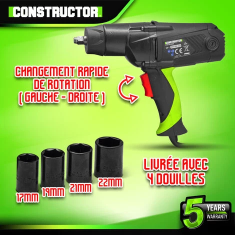 Boulonneuse à Chocs 1100W - 450Nm- Constructor 5 Boulonneuse à Chocs 1100W - 450Nm- Constructor – Image 3