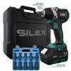 Clé à Chocs 20V Sans Fil Silex® 20V Moteur Brushless (1 X 4.0Ah Batterie Lithium ) + 10 Douilles à Choc