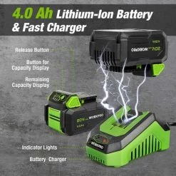 WORKPRO Clé à Choc Sans Fil 20V, Boulonneuse à Choc Electrique (300Nm / Vitesse Variable), Avec Batterie 4,0Ah Et Chargeur, Y Compris Lumières LED -Clé Soldes Magasin 39154563 4