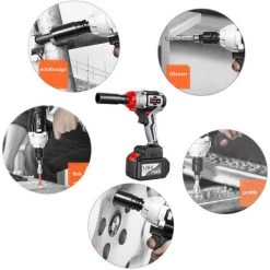 FREOSEN Clé à Chocs Pro Max Brushless Sans Fil En Coffret + 2 Batteries 30000mAh 6.0Ah + 380Nm +16 Accessoires -Clé Soldes Magasin 39299968 3