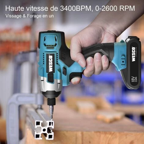 WESCO 18V 2.0Ah Visseuse à Chocs Sans Fil, 110Nm WS2318.1 4 WESCO 18V 2.0Ah Visseuse à Chocs Sans Fil, 110Nm WS2318.1 – Image 2