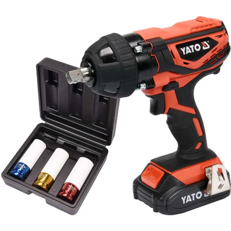 YATO Clé à Chocs Sans Fil Avec Vis à Chocs, Mallette, Batterie Et Chargeur - 18V - 300Nm 3 YATO Clé à Chocs Sans Fil Avec Vis à Chocs, Mallette, Batterie Et Chargeur - 18V - 300Nm