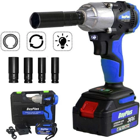 DAY PLUS Boulonneuse A Choc, DayPlus 420Nm Clé à Chocs Sans Fil Avec 2x 6.0Ah Batterie, Charge Rapide, Douilles à Chocs Pour -14, 17, 19mm, 22mm 3 DAY PLUS Boulonneuse A Choc, DayPlus 420Nm Clé à Chocs Sans Fil Avec 2x 6.0Ah Batterie, Charge Rapide, Douilles à Chocs Pour -14, 17, 19mm, 22mm