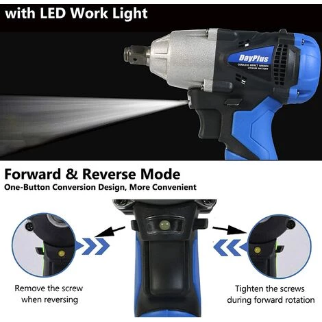 DAY PLUS Boulonneuse A Choc, DayPlus 420Nm Clé à Chocs Sans Fil Avec 2x 6.0Ah Batterie, Charge Rapide, Douilles à Chocs Pour -14, 17, 19mm, 22mm 4 DAY PLUS Boulonneuse A Choc, DayPlus 420Nm Clé à Chocs Sans Fil Avec 2x 6.0Ah Batterie, Charge Rapide, Douilles à Chocs Pour -14, 17, 19mm, 22mm – Image 2