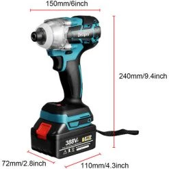 Sans Fil Clé à Chocs Boulonneuse 520N.M 18V Visseuse Tournevis Electrique Multifonction + Batterie Coxolo 10 Sans Fil Clé à Chocs Boulonneuse 520N.M 18V Visseuse Tournevis Electrique Multifonction + Batterie Coxolo -Clé Soldes Magasin 43525221 4