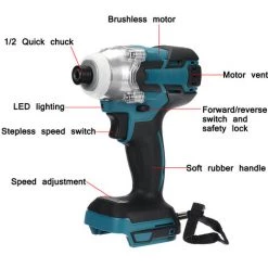 Clé à Chocs Sans Fil Brushless 520Nm 1/4" Pour 18V Makita Batterie (Machine Seule) Jmax -Clé Soldes Magasin 44650223 5