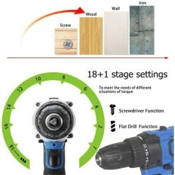 Visseuse Devisseuse Sans Fil, Day Plus 2x1500mAh Batteries 21V Perceuse Electrique, 45Nm Percussion Sans Fil, 18 + 1 Réglages Couple & 2 Vitesses Perceuse Visseuse Sans Fil 10 Visseuse Devisseuse Sans Fil, Day Plus 2x1500mAh Batteries 21V Perceuse Electrique, 45Nm Percussion Sans Fil, 18 + 1 Réglages Couple & 2 Vitesses Perceuse Visseuse Sans Fil -Clé Soldes Magasin 45725457 4