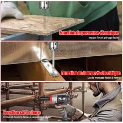 NANWEI 380 Nm 6.0A Clé à Chocs Sans Fil Moteur Sans Balai 1/2 Et 1/4 Pouce, Kit D'accessoires De Luxe, 2 Batteries - Kit D'accessoires De Luxe, 2 Batteries -Clé Soldes Magasin 46497907 5