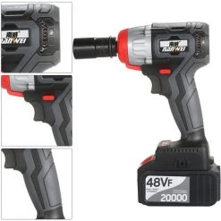 NANWEI 380 Nm 4.0A Clé à Chocs Sans Fil Moteur Sans Balai 1/2 Et 1/4 Pouce, Kit D'accessoires Standard, 1 Batterie - Kit D'accessoires Standard, 1 Batterie -Clé Soldes Magasin 46497925 2