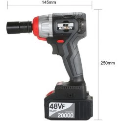 NANWEI 380 Nm 4.0A Clé à Chocs Sans Fil Moteur Sans Balai 1/2 Et 1/4 Pouce, Kit D'accessoires Standard, 1 Batterie - Kit D'accessoires Standard, 1 Batterie -Clé Soldes Magasin 46497925 3