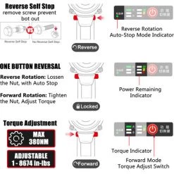 NANWEI 380 Nm 4.0A Clé à Chocs Sans Fil Moteur Sans Balai 1/2 Et 1/4 Pouce, Kit D'accessoires Standard, 1 Batterie - Kit D'accessoires Standard, 1 Batterie -Clé Soldes Magasin 46497925 5