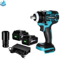 Clé à Chocs 520N.M 1/2" Sans Fil Sans Brosse 2 EN 1 ONEVAN, Boulonneuse A Choc 3800 Ipm Pour Makita 18V - Avec 2 Batteries
