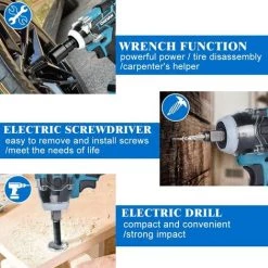 Clé à Chocs 520N.M 1/2" Sans Fil Sans Brosse 2 EN 1 ONEVAN, Boulonneuse A Choc 3800 Ipm Pour Makita 18V - Avec 2 Batteries -Clé Soldes Magasin 48884691 3