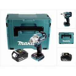 Makita DTW 285 T1J Visseuse à Chocs Sans Fil 18 V 280 Nm 1/2" Brushless + 1x Batterie 5.0 Ah + Coffret Makpac - Sans Chargeur -Clé Soldes Magasin 49233237 5