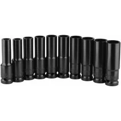 SUPERSELLER Clé à Chocs Jeu De Douilles à Chocs Hexagonales à Entraînement 1/2 Pouce 10 Pièces Douilles Profondes Tailles Métriques 8-19mm En Acier Au Carbone Avec Boîte De Rangement, 10 Pièces Et 8-19mm -Clé Soldes Magasin 51246168 3