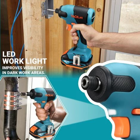Boulonneuse à Choc Sans Fil 18V TACKLIFE 180Nm, 2800 IPM Taux D'Impact Max, 2.0Ah Batterie, Mandrin De 6.35mm, Charge Rapide TDID20K 5 Boulonneuse à Choc Sans Fil 18V TACKLIFE 180Nm, 2800 IPM Taux D'Impact Max, 2.0Ah Batterie, Mandrin De 6.35mm, Charge Rapide TDID20K – Image 3