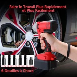 MERKMAK Boulonneuse A Choc Sans Fil 300NM 4500RPM Perceuse Visseuse A Choc Avec 2 Batteries 7500mAh 58 Accessoires Boite En Plastique -Clé Soldes Magasin 52477790 4