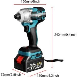 JMAX Clé à Chocs Sans Fil 520N.M 1/2" 388VF Avec 18V Batterie + Chargeur -Clé Soldes Magasin 52732579 4