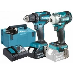MAKITA Kit Combo De Batterie 18V Perceuse DRX2452TJ | DDF485 + DTW300 | 2x Batterie 5.0 Ah Makpac