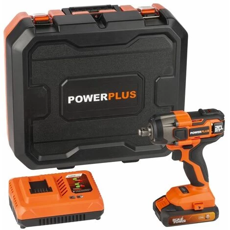 POWER PLUS Powerplus - Dual Power - POWDP20160 - 20 V - A Balais à Charon - Clé À Choc - + Batt. 20V 2.0Ah + Charger 4 POWER PLUS Powerplus - Dual Power - POWDP20160 - 20 V - A Balais à Charon - Clé À Choc - + Batt. 20V 2.0Ah + Charger – Image 2