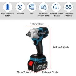 JMAX Clés à Chocs Sans Fil 520 Nm 388VF 1/2" + 2 Batterie 18V -Clé Soldes Magasin 53818348 3