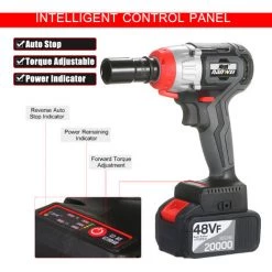 Clé à Chocs NANWEI Clé à Chocs Sans Fil 380 Nm Couple Moteur Sans Balais Avec Mandrin Rapide 1/2 Et 5/16 Pouces 4.0A Chargeur Rapide Kit D'impact Multifonction à Vitesse Variable Avec Ceinture Et étui De Transport, Kit D'accessoires Standard De Batterie E -Clé Soldes Magasin 54402000 5