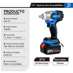 OUYIFAN Clé à Chocs électrique 21V Clé Sans Brosse Douille 4000mAh Batterie Li-ion Perceuse à Main Installation Outils électriques -Clé Soldes Magasin 55764414 3