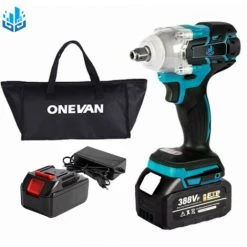 ONEVAN Clé à Chocs Sans Fil 320N.M 1/2" 4000ipm 2 EN 1 - Boulonneuse A Choc Convient Pour Makita 18V Batterie - Avec 1*batterie+1*sac