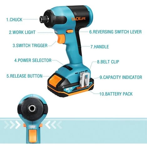 TODOT Visseuse à Chocs Sans-fil 18V Sans Balais, Prostormer Tournevis Electrique 180Nm, 2800 IPM Taux D'Impact Max, 2.0Ah Batterie, Mandrin De 6.35mm, Charge Rapide, Boîte Carton - TDID20K 4 TODOT Visseuse à Chocs Sans-fil 18V Sans Balais, Prostormer Tournevis Electrique 180Nm, 2800 IPM Taux D'Impact Max, 2.0Ah Batterie, Mandrin De 6.35mm, Charge Rapide, Boîte Carton - TDID20K – Image 2