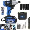 DAY PLUS Clé à Chocs électrique Sans Fil 18 V Couple élevé 420 N.m Clé à Chocs 3 En 1 Perceuse électrique Sans Fil Avec Chargeur De Batterie 6,0 Ah, Entraînement 1/2 Pouce, Double Vitesse -Clé Soldes Magasin 59282168 1